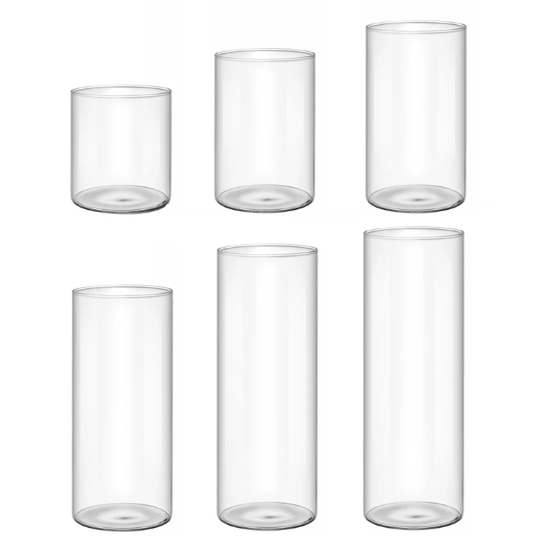 Vaso in vetro trasparente con cilindri in vetro per centrotavola, forniture per feste matrimonio 1