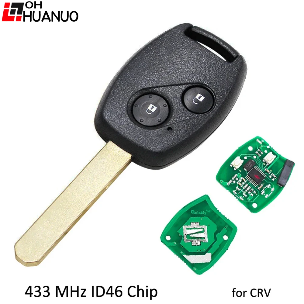 Replacement Car Key 2 Buttons Remote Key Fob 433MHz With ID46 Chip for Honda CRV car remote key,car key