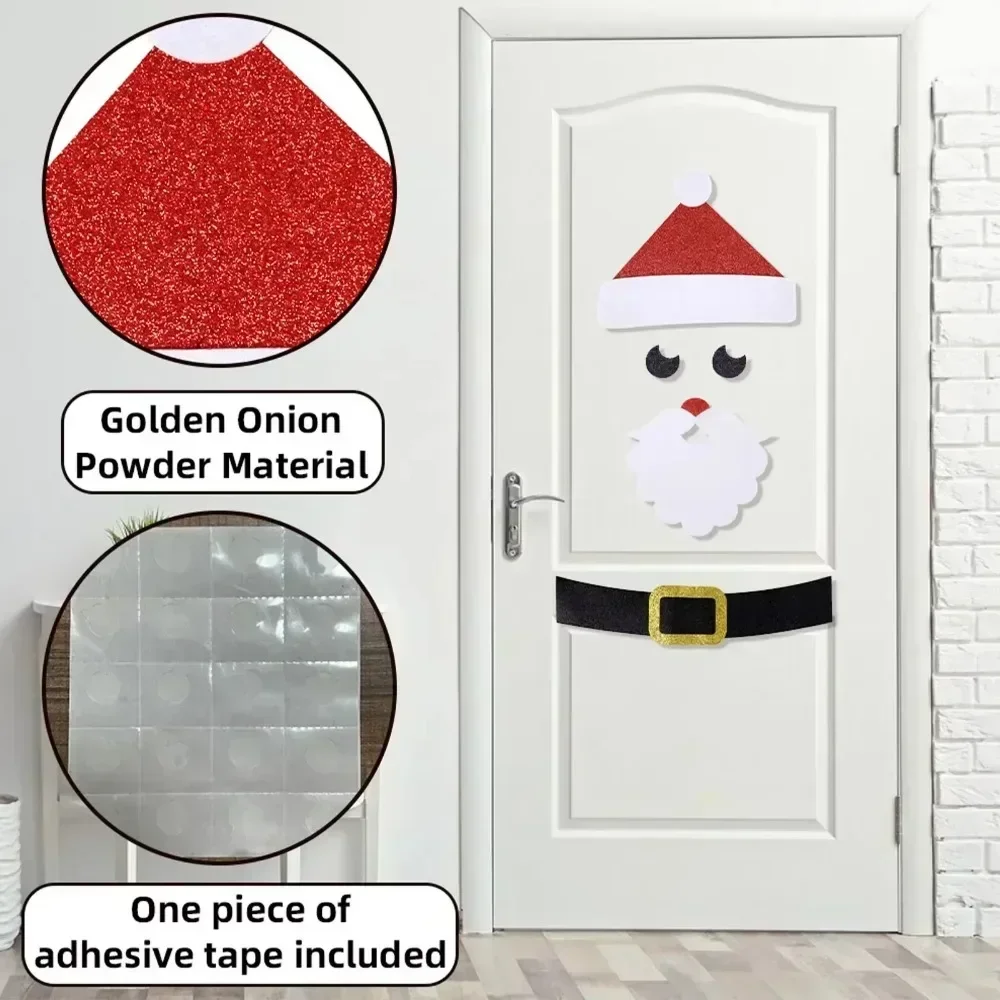 1pc Christmas Door Window Stickers Felt Cloth Snowman Santa Claus Elk Wall Sticker Christmas Home Decoration Happy New Year 2024