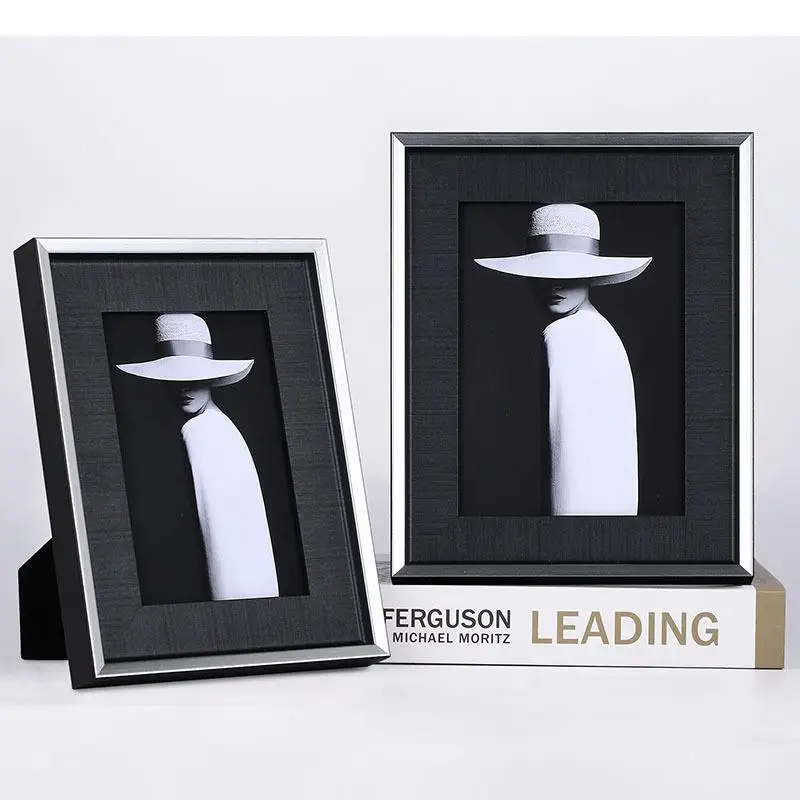 

Минималистичная черная деревянная фоторамка, современный декор, серебряные рамки 6/7 дюйма, фигурки, портрет, рамка, подарки на свадьбу, годовщину