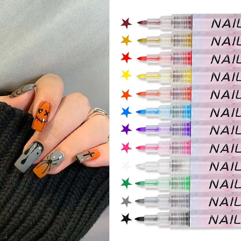 1Set Nail Art Drawing Pen Graffiti Nail Acrylic Pen Waterproof Painting Liner DIY 3D Abstract Line Nail Art Beauty Tool Manicure 6