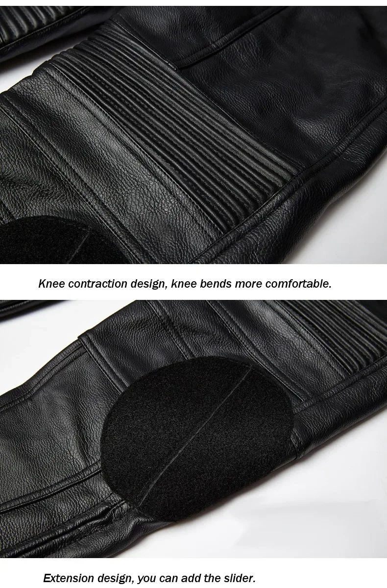 DUHAN PU Motorcycle Pants Motorcycle Riding Pants Men's Wind Proof Four Seasons Anti Fall Leather Racing Trousers