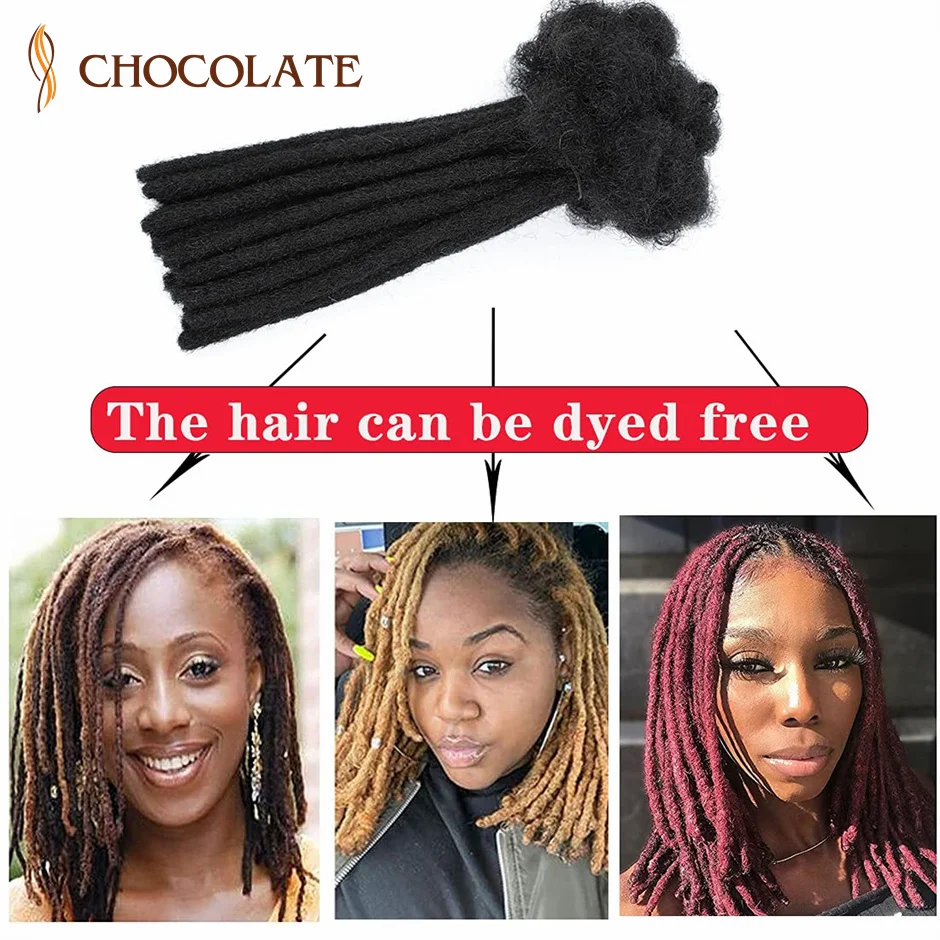 0.8cm Width Human Hair Dreadlock Extensions Human Hair Full Handmade Loc Dreadlocks for Men/Women 20 Inch human hair extensions