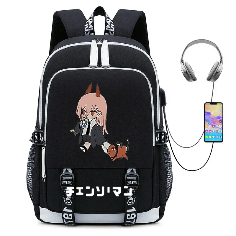 

Anime Chainsaw Man Peripheral School Bag Student Travel Bag Computer Printing Backpack USB Large Capacity Wear-resistant Bag