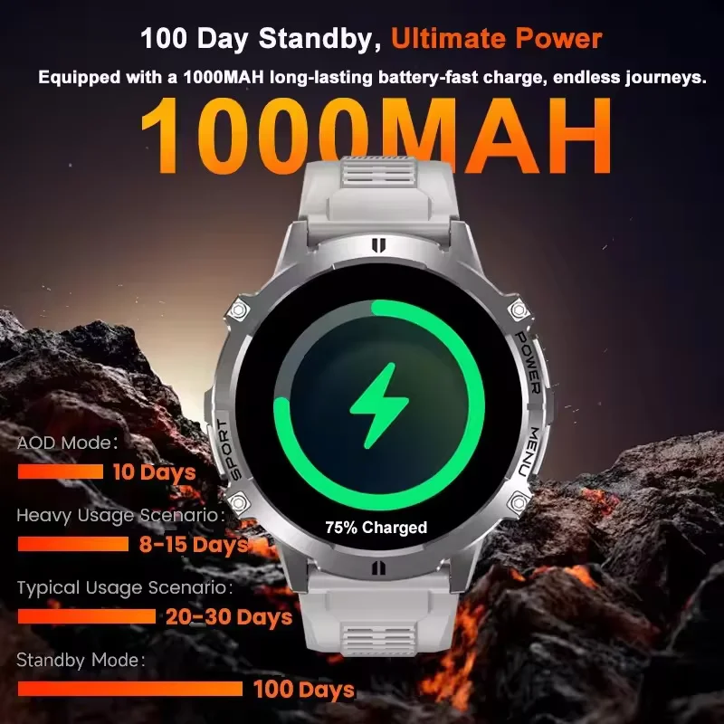 2025New T-Rex 3 Ultra GPS Smart Watch 1000mAh Battery AMOLED HD Men 10ATM&IP69K Waterproof Outdoor Fitness Military Call Watches