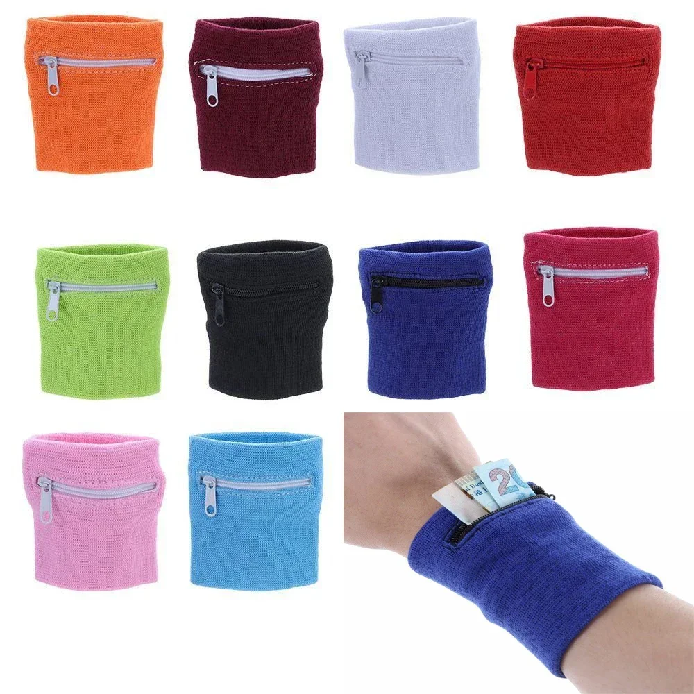 Sports Wristband Zipper Wrist Support Wallet Multifunction Gym Running Arm Band Bag Key Card Storage Bag Cycling Purse Sweatband