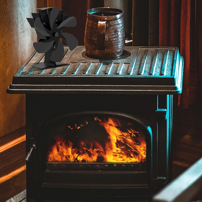 6 Blade Heat Powered Stove Fan Fireplace Fan Wood Burner Eco Friendly Quiet Home Fireplace Efficient Heat Distribution fireplace fan