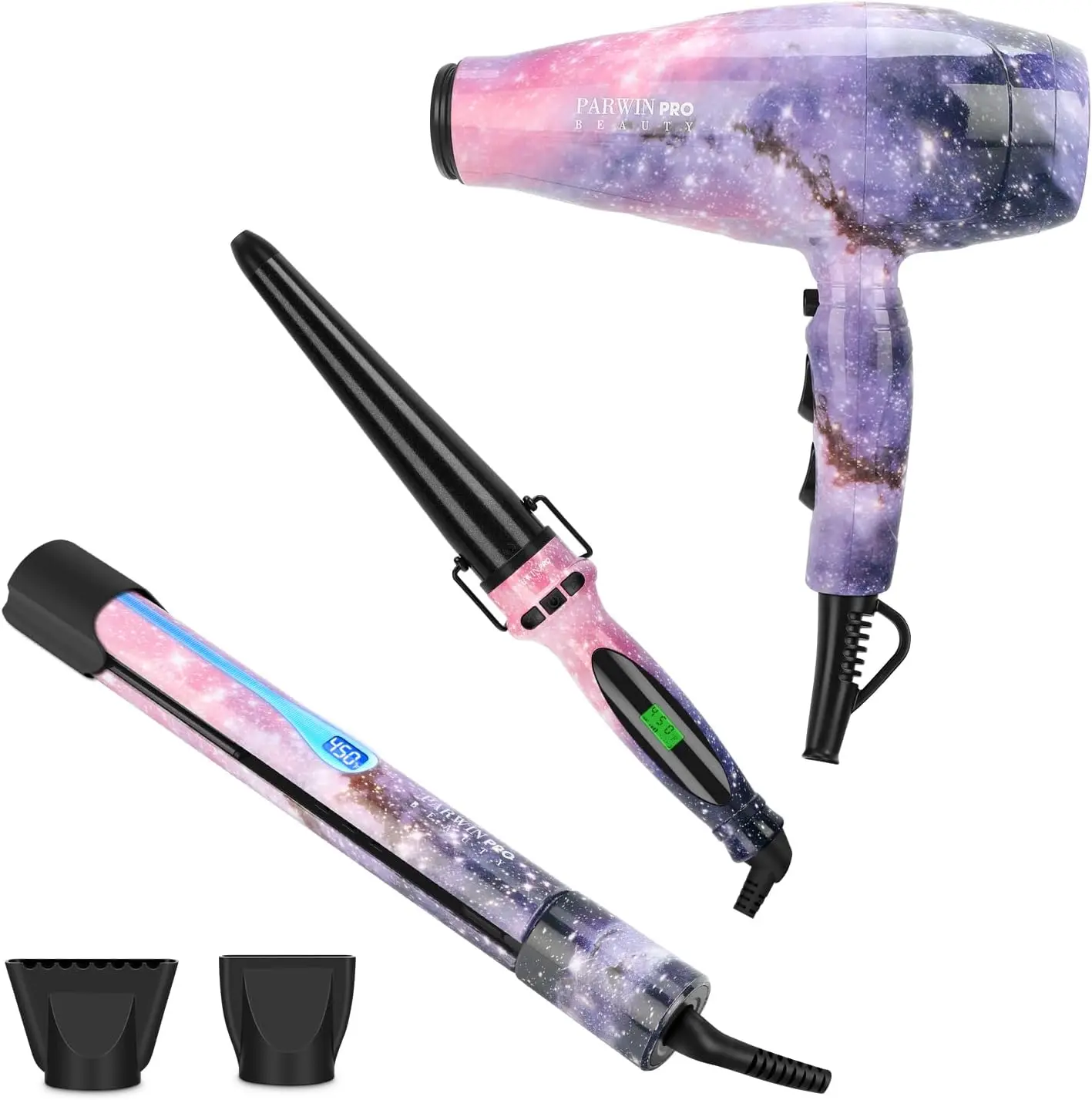 1875W Hair Dryer + Straightening Iron + Curling Iron, PARWIN PRO BEAUTY Hair Styling Set