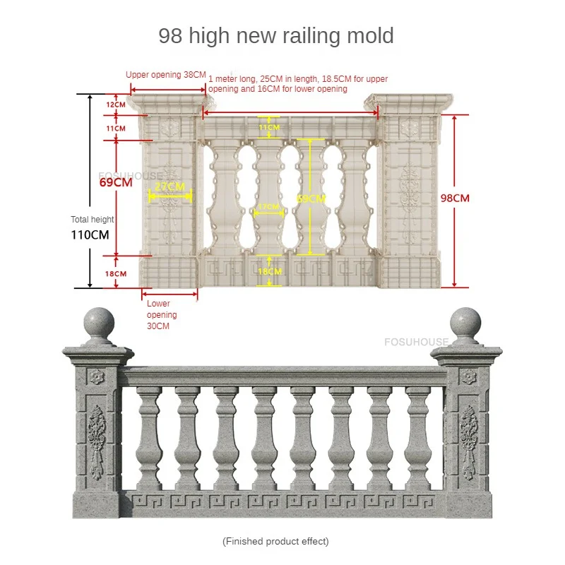 Description Picture 3 of itemNew Thickened Roman Column Railing Mold Garden Buildings Cast-in-place Guardrail Cement Column Reusable Railing Mold for Balcony