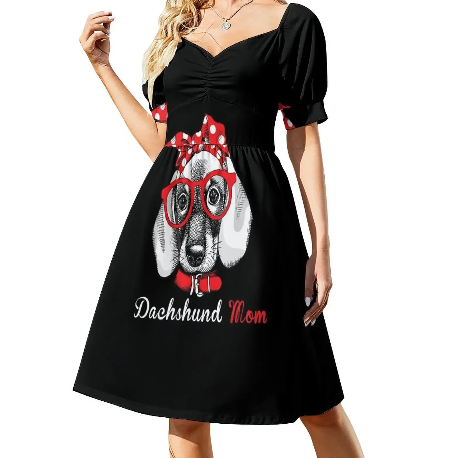 thumbnail image 1 of Dachshund Mom Doxie Wiener Lover Día de la Madre Vestido de manga corta vestido de mujer verano Mujer ropa vestidos de verano para mujer, 1 of 8