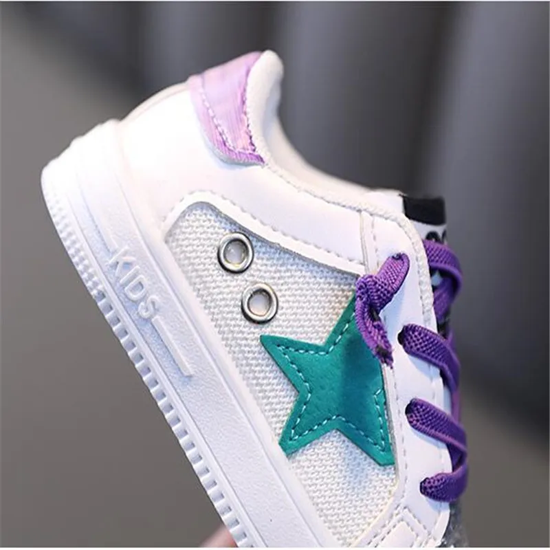 Children's Leather Sequins Sneakers, Soft Sole, Casual, Kids, Toddler, Boys, Girls, Fashion, Spring, New, 2024