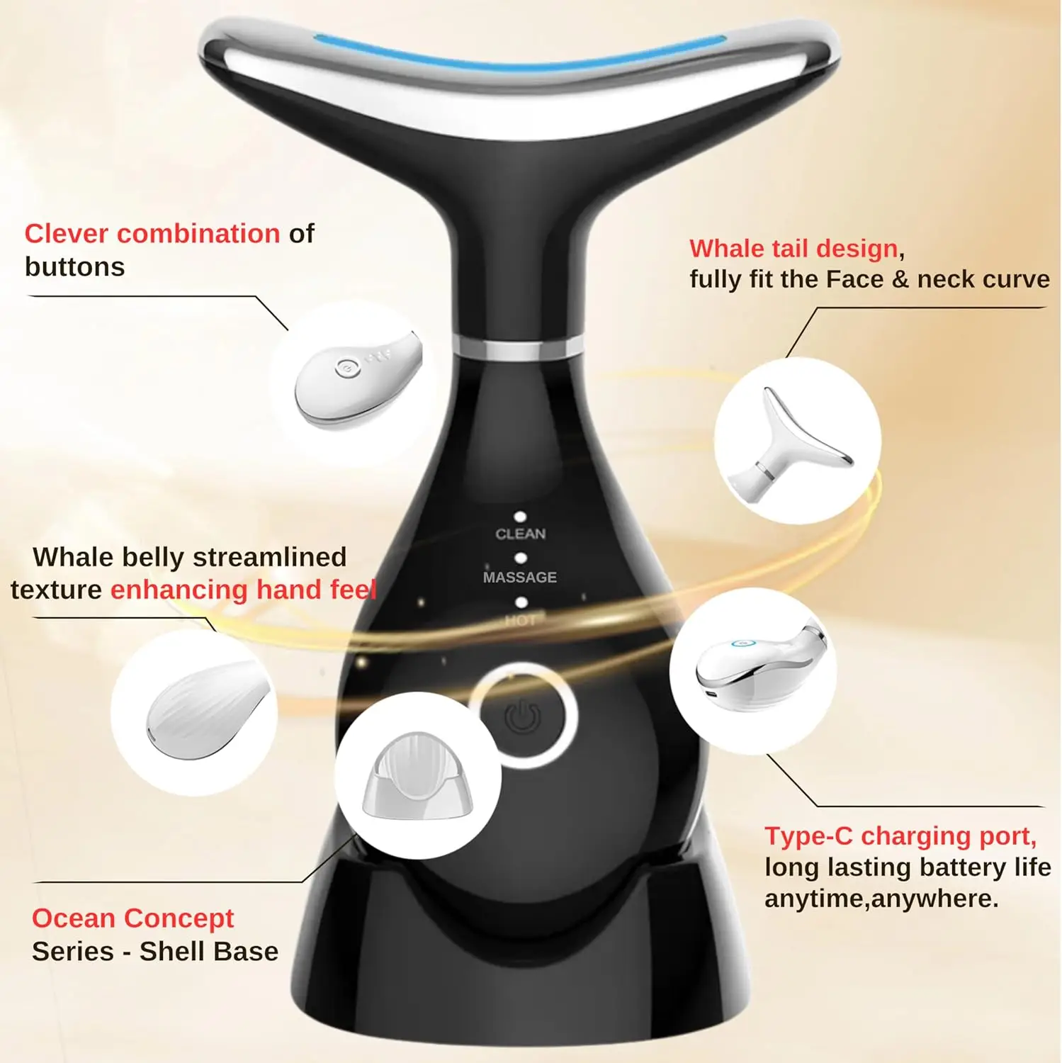 3 in 1 LED Neck Beauty Device Microcurrent Facial Massager Face Sculpting Tool for Daily Skincare Routine and Anti Aging