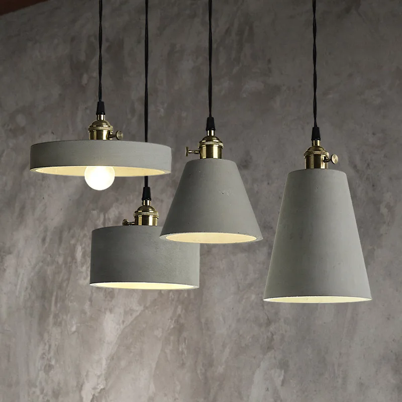 

Nordic Cement LED Pendant Lights Fixtures American Creative Vintage Lamp Dinning Room Suspenion Luminaire Lighting Loft