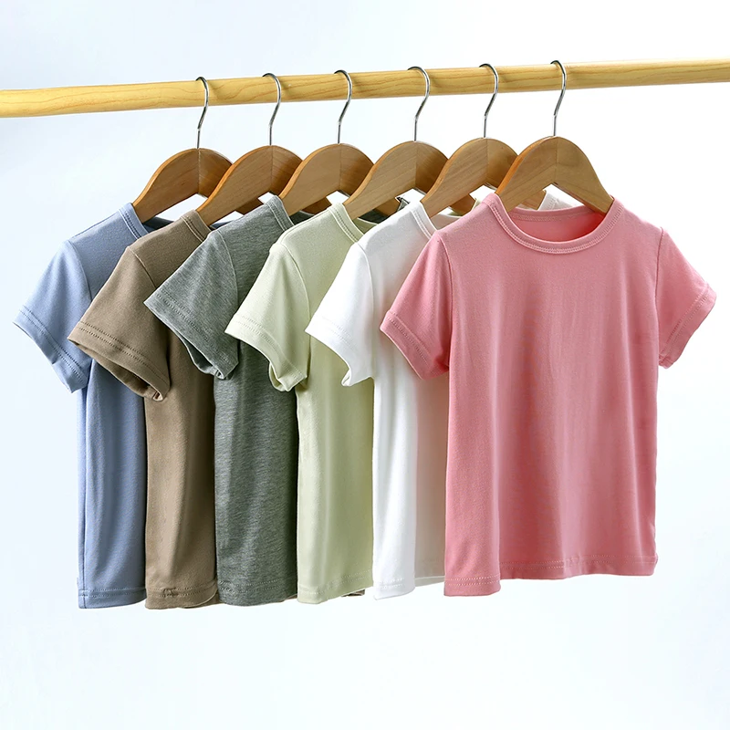 Summer Kids Modal Suits Short Sleeve Kids' T-Shirts Children's Thin Clothing Sets Unisex Baby Pants Solid Color Simple Suit