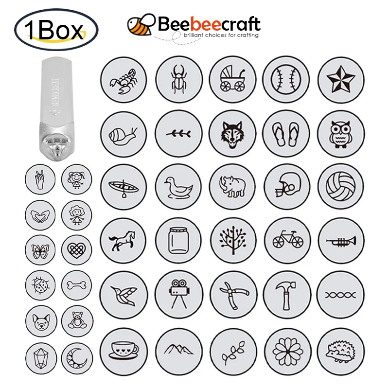 

1Box Iron Stamps Seal, for Imprinting Metal Plastic Wood Leather Platinum Mixed Patterns 65.5x10mm, Pattern: 6mm 12pcs/box