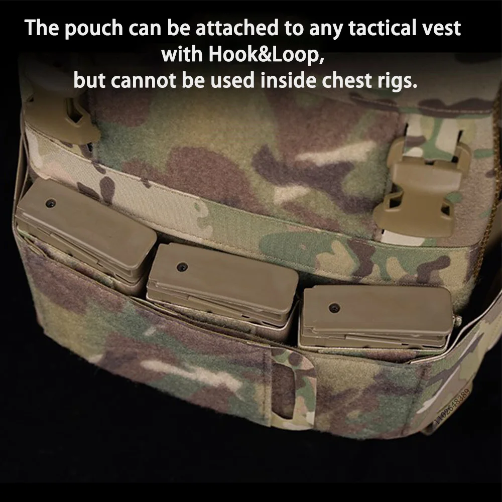 Tactical Triple 762 Magazine Pouch Elastic Retention Hook&Loop Rifile MAG Bag Built-in Plate Carrier FCPC FCSK Hunting Airsoft 4