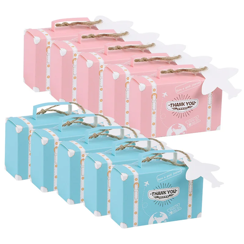 10/20Pcs Suitcase Gift Box Candy Chocolate Packing Box Kids Bithday Party Decor Supplies Travel Theme Wedding Baby Shower Favors