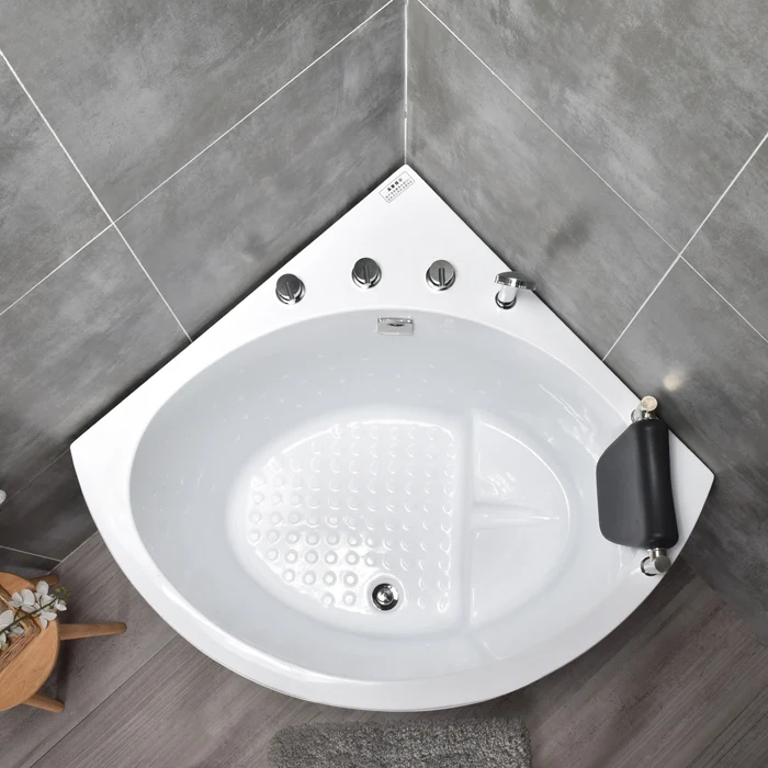 Japanese-style sitting bathtub small corner household triangle fan-shaped acrylic Jacuzzi 1 meter 3