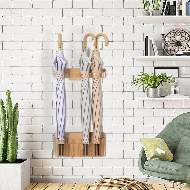 Umbrella Stands For Entryway Wall Mount Umbrella Rack Space-Saving Adjustable Stand Basket Organizer For Long And Short