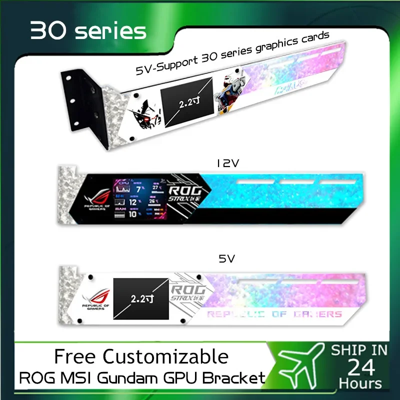 Display Lcd Suporte Gpu para Gabinete pc Gamer Suporte Vga Suporte Rgb com Monitor Led Tela Aida 64 Rog Msi 12v 5v 2.2 Diy