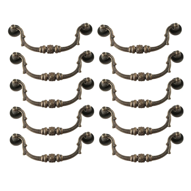 10Pcs Drop Drawer Handles Bail Pulls Bronze Dresser Handles For