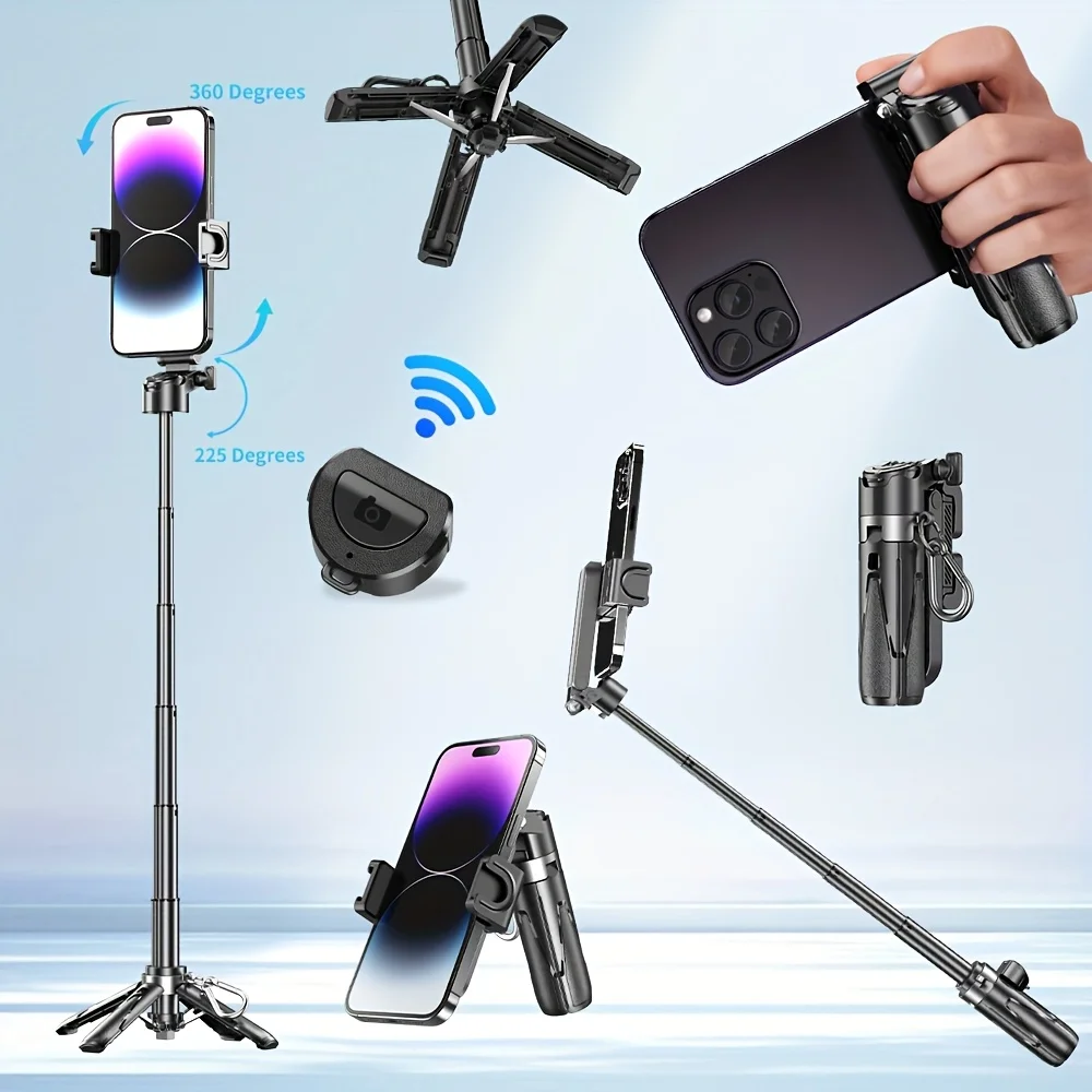 Portable Selfie Stick Tripod Mini Tripod Extendable Monopod Remote Shutter for IPhone Samsung Xiaomi Phone Holder