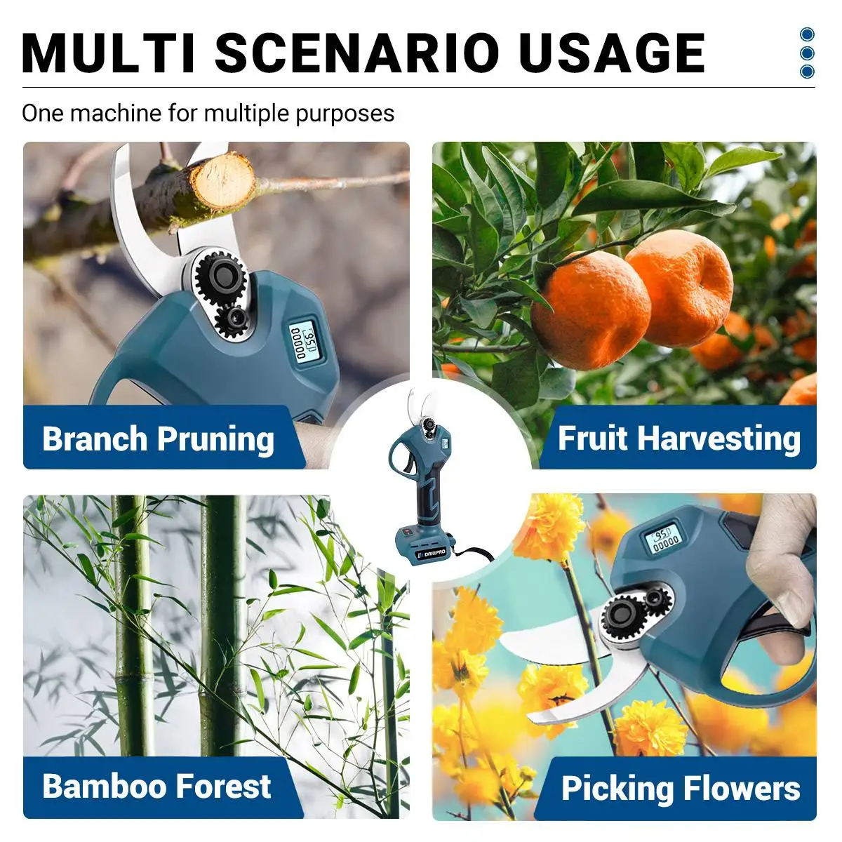 Drillpro 45mm Electric Pruning Shears Brushless Electric Scissors Rechargeable Hedge Trimmer GardenTools For Makita 18V Battery 4