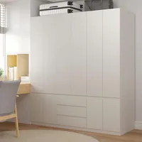 Large Armoire Wardrobe Closet with Drawers and Shelves, White Bedroom Armoires with 6 Doors 2 Hanging Rods, Wooden Freestanding 1