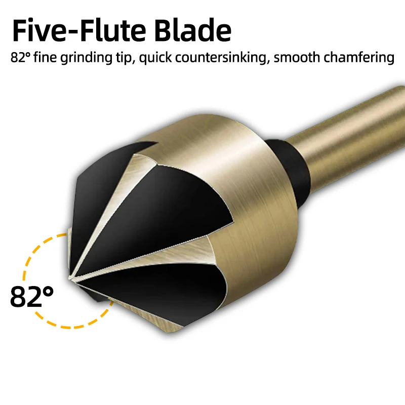Garosa 5-Piece Countersink Drill Set – High-Speed Steel Chamfer Cutter For Wood & Soft Metals - View #2