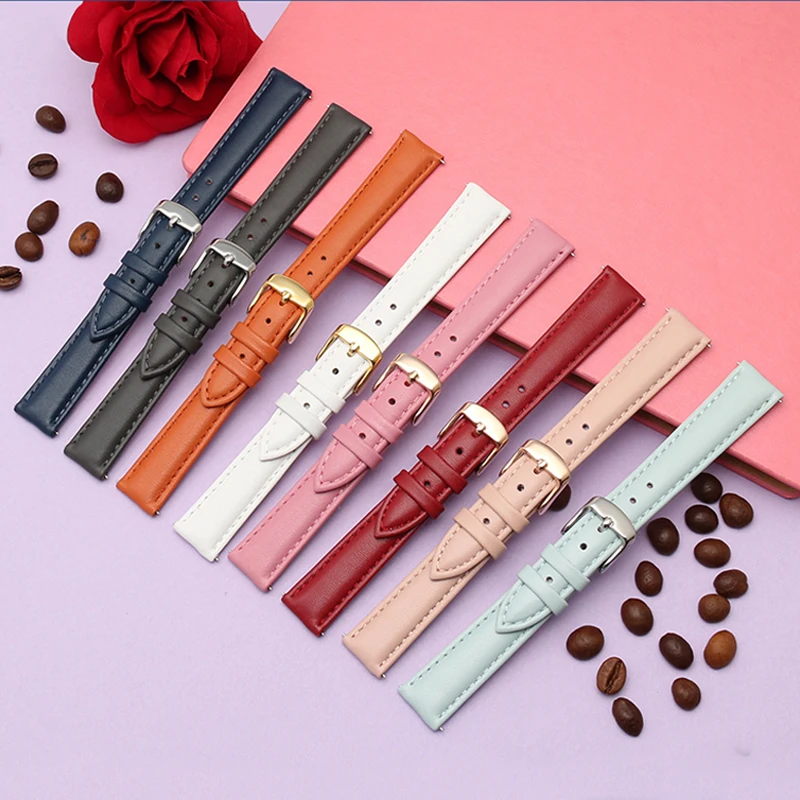 

Men Women Genuine Leather Watch Band Strap 12mm 14mm 15mm 16mm 18mm 20mm Quick Release Replace Wrist Strap