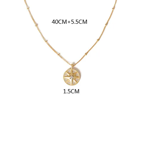 Zirconia Gold Star Round Pendant Necklace Fashion Personality Korean Necklace Set For Women Jewelry X-l0130