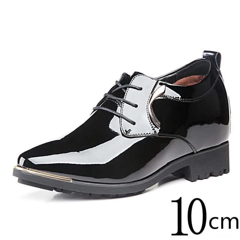 

Increase 10cm Men's Leather Office Derby Shoes Heightened Invisible Business Casual Formal Dress Pointed Toe Elevator Shoes Male