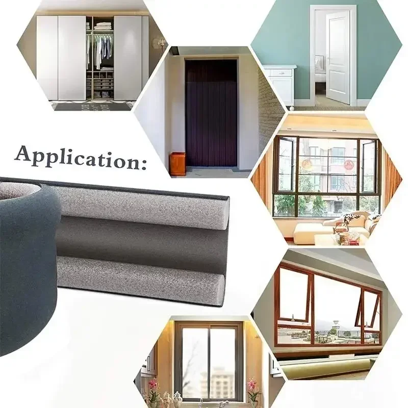 Door Seal Strip Windproof Seal Strip Draught Excluder Stopper Door Bottom Guard Double Protector Doorstop Dust-proof Blocker Sealer Soundproof