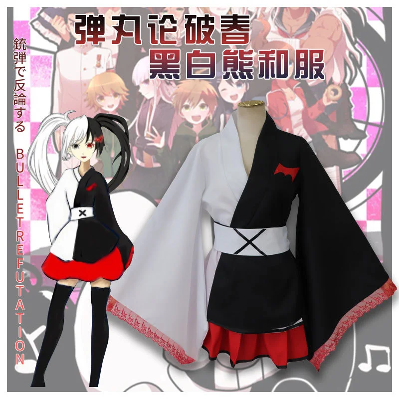 

Anime Danganronpa Monokuma Cosplay Costume Women Dress Female Pinafores Women Japanese Kimono Dress Women Clothing