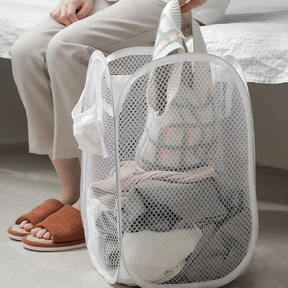 Mesh Foldable Dirty Clothes Basket Monochrome Simple Storage Basket Dirty Clothes Basket Household Laundry Basket Miscellaneous 3