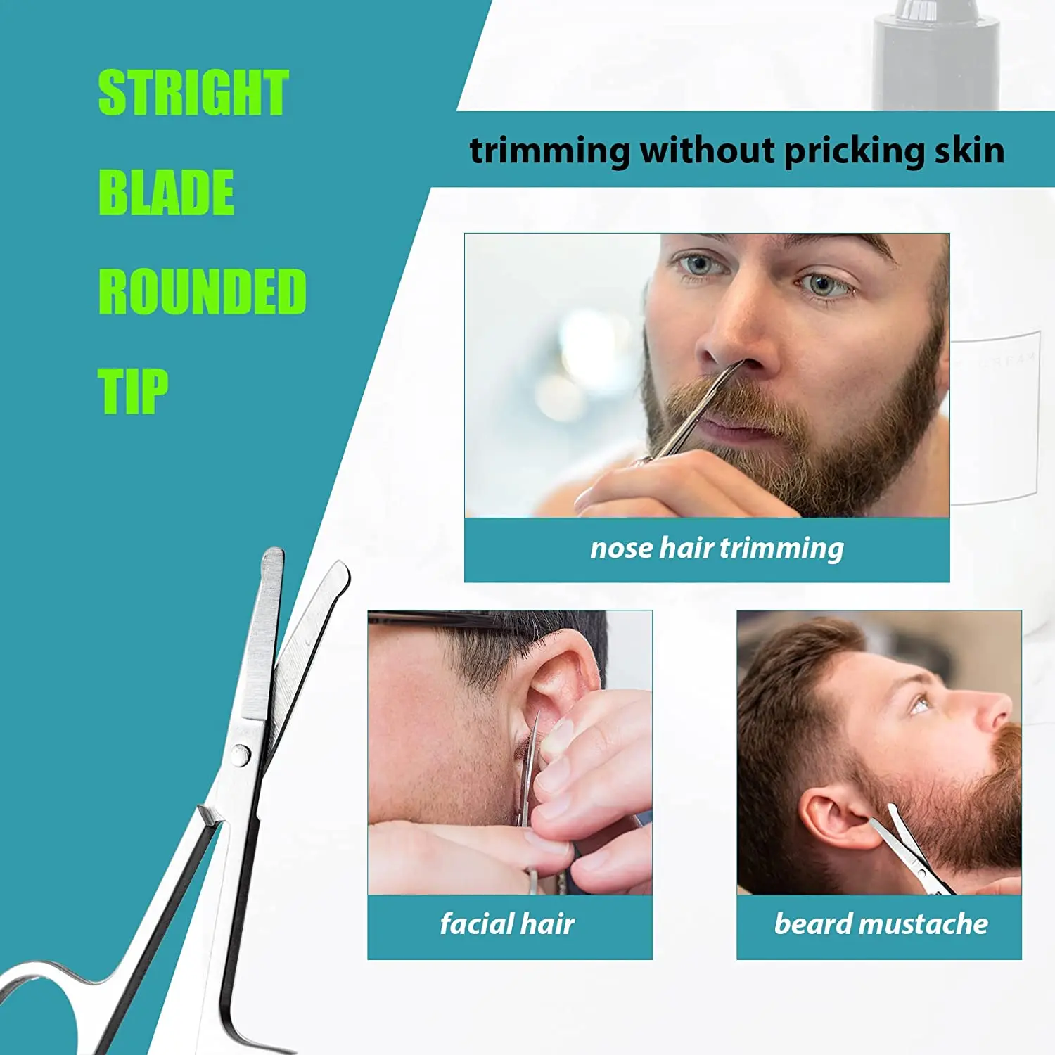 Eyebrow and Nose Hair Scissors, Comfort-Grip Handles, Facial Hair Grooming, Eyebrow, Nose, Mustache, Beard 5