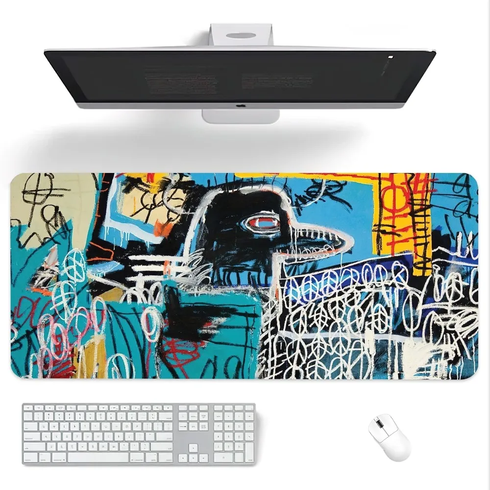 Art J-Jean-Michel B-Basquiat Mouse Pad Computer Laptop Gaming Office Wrist Guard Non Slip Keyboard Pad 6