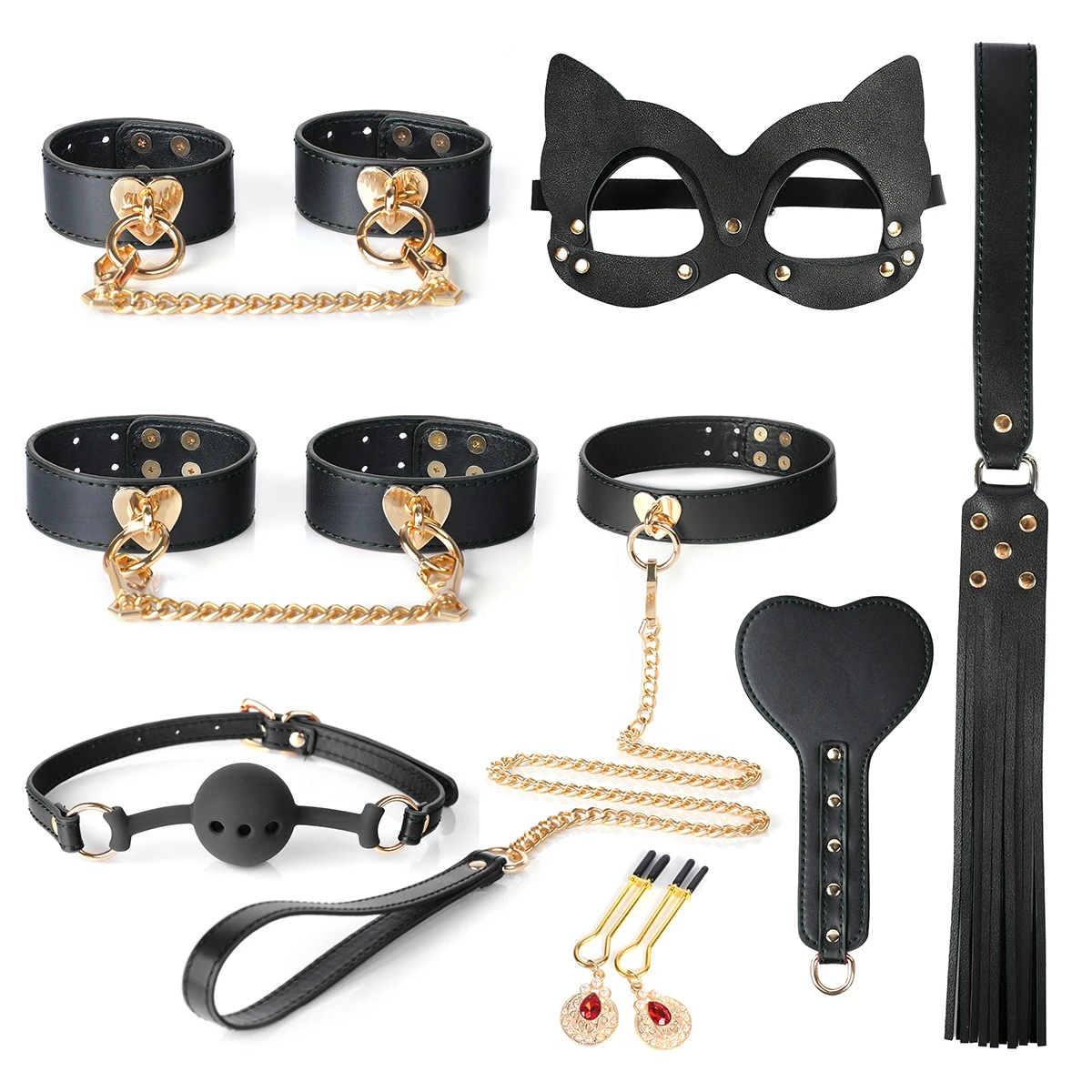 Leather 8 PCS BDSM Bondage Set With Case Adult Sex Games Restraints Kit Exotic Bondage Gear For Couples