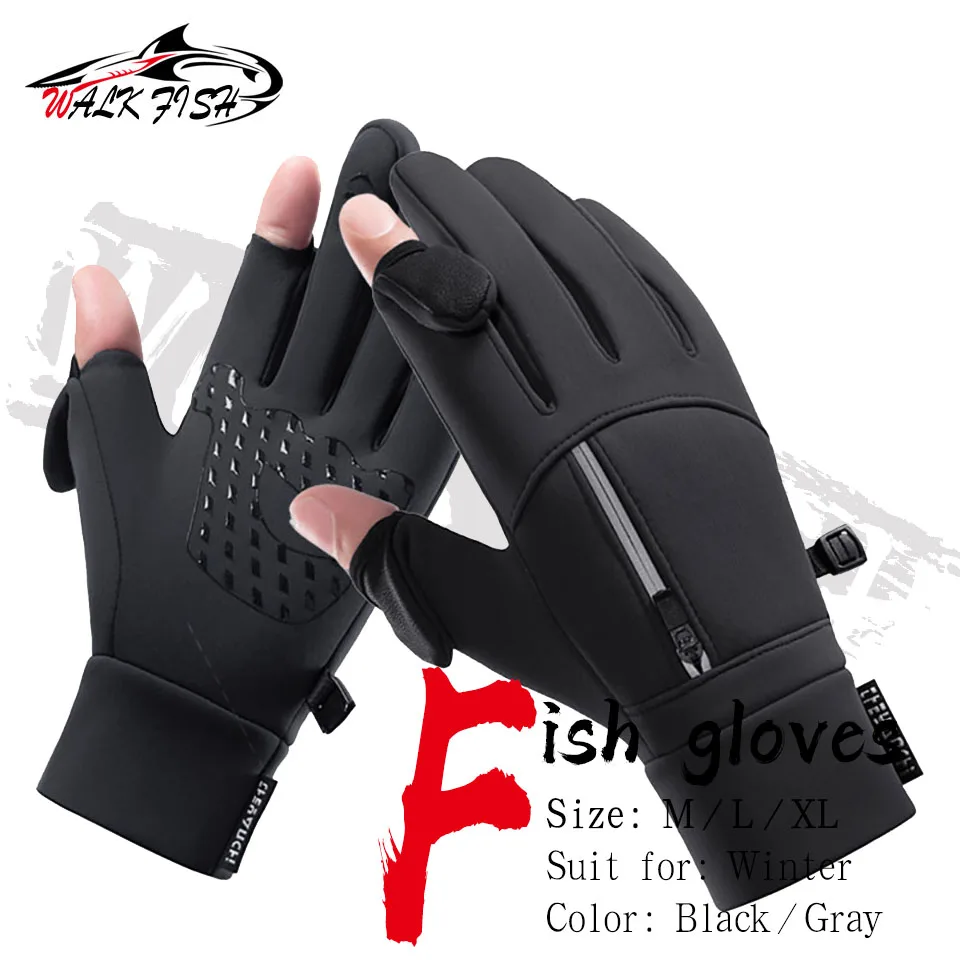 Fingerless Fishing Gloves Loogdeel Winter 2 Finger Flip Waterproof Windproof Bike Warm Protection