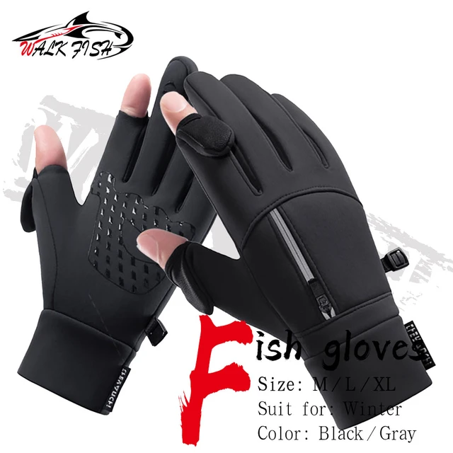 WALK FISH Winter Fishing Gloves 2 Finger Flip Waterproof Winter Gloves  Windproof Bike Gloves Warm Protection Fish Angling Glove - AliExpress