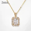 ZAKOL Simple Shiny AAA Cubic Zirconia Rectangle Pendant Necklaces Glamour Bridal Wedding Chain Necklace Fashion Jewelry NP1018 2