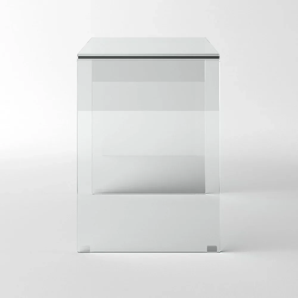 Bent Glass Computer Desk Rectangular Shaped PC Laptop Workstation Table for Home Office, 43.3" L, Clear 4