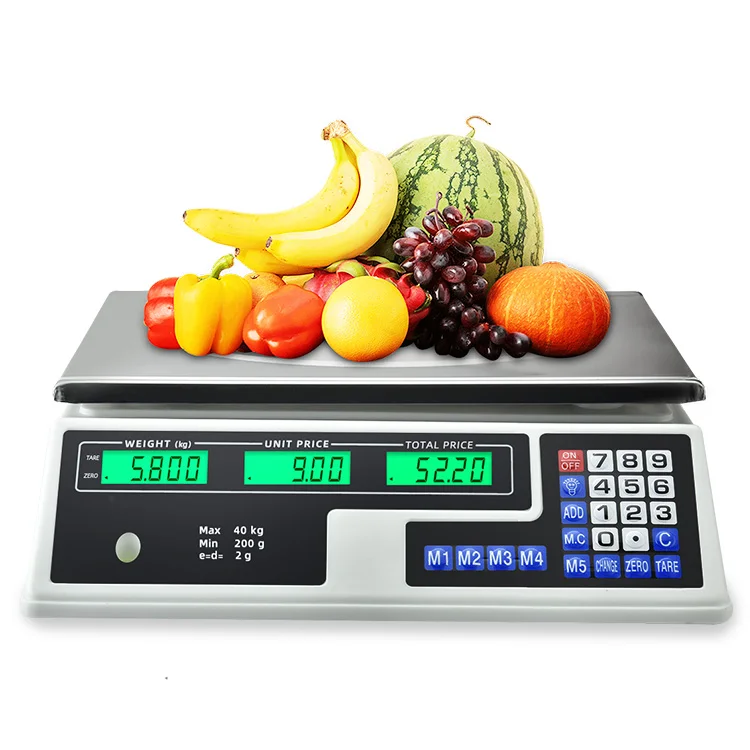 40kg Precision Electronic Price Computing Scale Stainless Steel Electronic Kitchen  Scales Commercial Shop Scales Weigh(EU