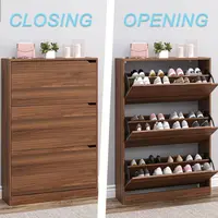 Shoe Cabinet with 3 Flip Drawers, Slim Narrow Shoe Storage Cabinet, Freestanding Shoe Organizer with Adjustable 5