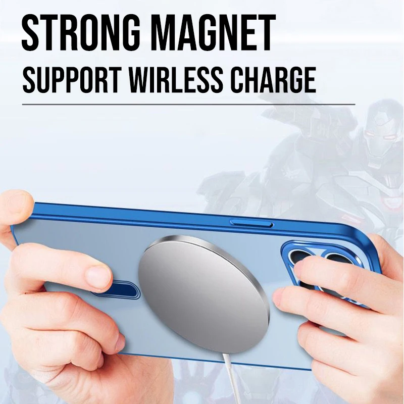 For iPhone 14 13 12 Pro Max Case Luxury Plating Clear Magnetic For Magsafe Wireless Charge Soft Silicone Cover for iPhone 14 Pro