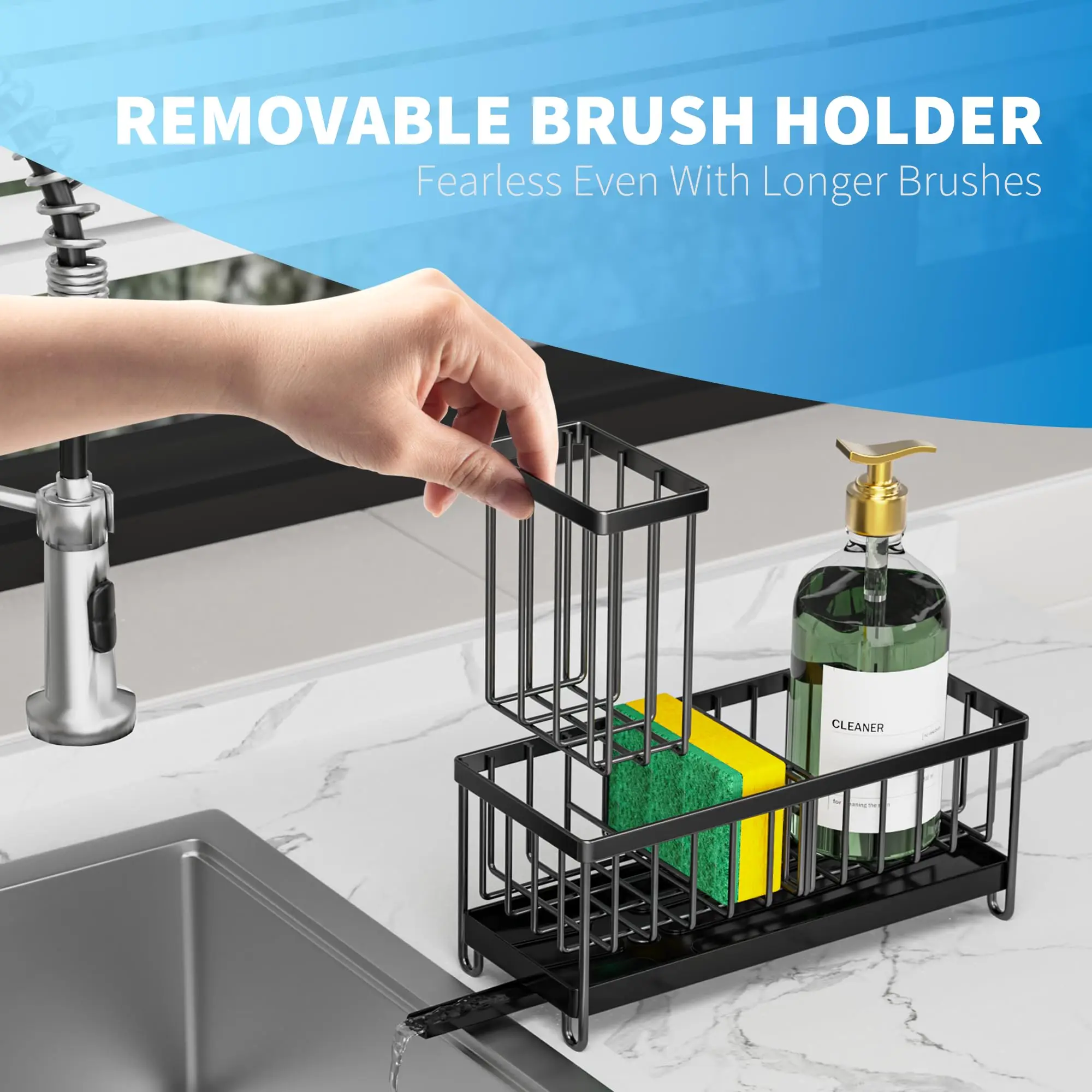 Kitchen Sink Sponge Holder with High Brush Rack, Essential Countertop Storage Organizer, Must-Have Kitchen Accessories 8 küchexyz.de S45ec79821509445688e4a6f1a1c9fc4a4 küchexyz.de Best Price | Fast Delivery |Quality Product Kitchen Sink Sponge Holder with High Brush Rack, Essential Countertop Storage Organizer, Must-Have Kitchen Accessories
