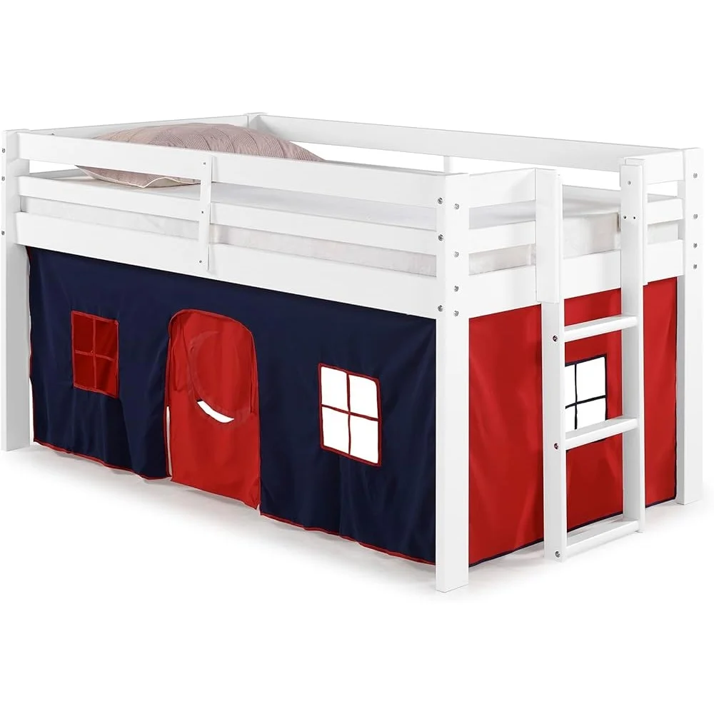 Jasper Twin Junior Loft Bed with Playhouse Tent Storage Features Durable Polyester Frame Ideal Kids Bedroom Space Saving 2