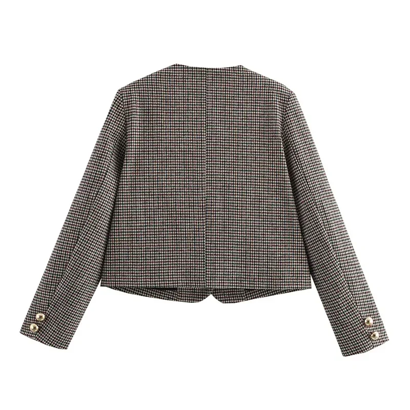Fashion Blazers Women 2 Pieces Mini Skirt Sets Plaid Long Sleeve O-neck Top Pleat A-line Skirts 2025 Two Piece Set Female Outfit