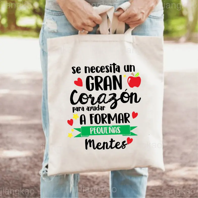 It's Takes A Big Heart To Shape Little Minds Spanish Print Shoulder Bag