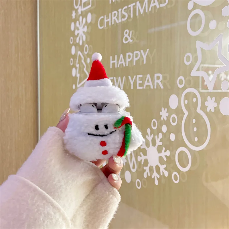 

Cute Cartoon Christmas Snowman Bluetooth Headset Cover for Airpods 1 2 3 Pro Pro2 Headphone Cover Wireless Earphone Box